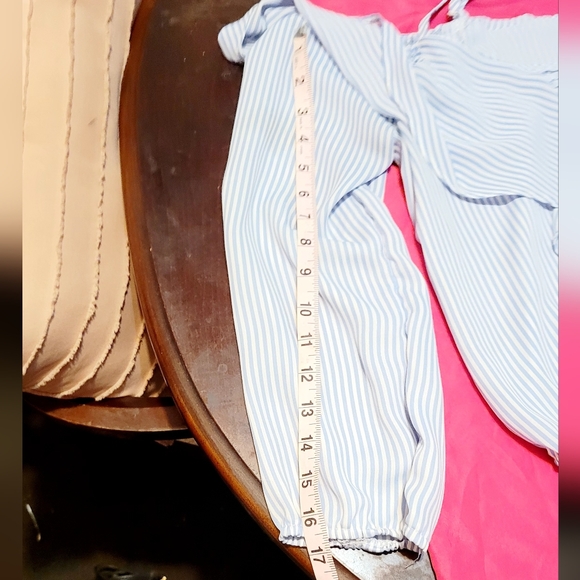 Rue21 Light Blue Striped Off The Shoulder Cropped Blouse W/ Ruffle Detail. Sz Xs - Picture 10 of 10